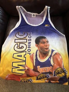 MAGIC JOHNSON Los Angeles LAKERS Basketball HOT STARTER Vintage Medium Jersey - Picture 1 of 9