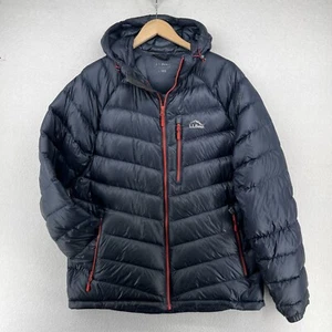LL BEAN Jacket Mens L Ultralight 850 Down Insulated Hooded Puffer Packable Blue - Picture 1 of 19