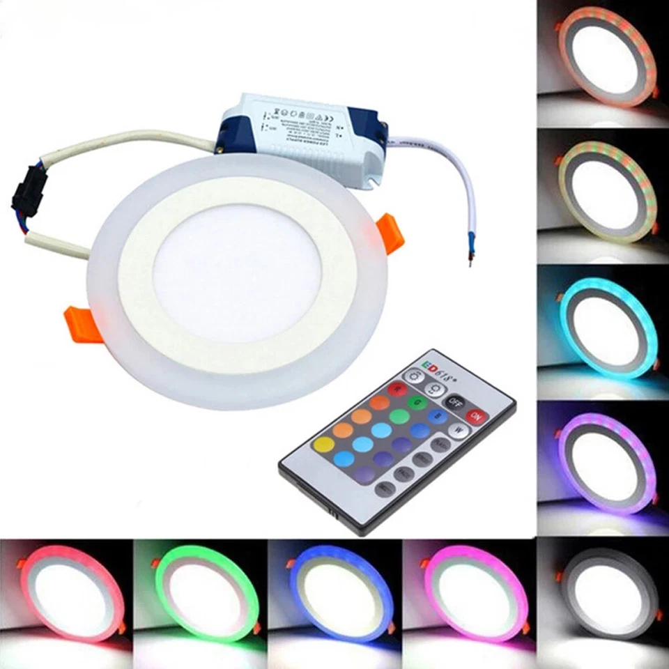 Lámpara de techo LED de doble color blanca RGB/azul panel empotrado Downlight Spot Foto 1 de 4