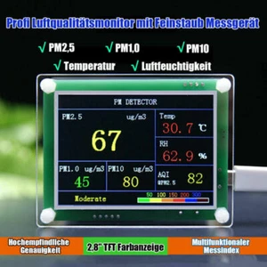 Luftqualitätsmonitor PM2,5 Detektor Feinstaubmessgerät Laser Partikelzähler 2,8" - Bild 1 von 8