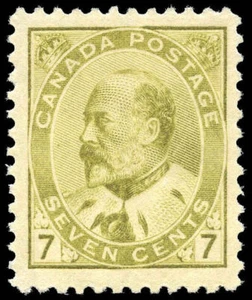 Canada Stamp #92 - Edward VII (1903) 7¢ very fine, with light hinge mark - Picture 1 of 1