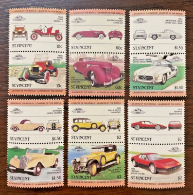 St Vincent 1983 Cars Se-Tenant Pairs Complete Mint set of 12 Scott #687-98 MNH - Image 1 of 2