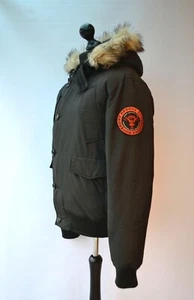 SUPERDRY Rescue Black Down Coat Jacket Insulated Hood Sz. Large 100% Nylon - Picture 1 of 11
