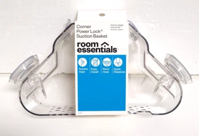 Tub / Shower Power Lock Corner Suction Basket Clear  - Room Essentials - New - Image 1 of 4