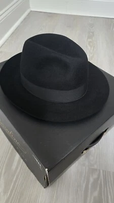 🤠 Chapéu de feltro Borsalino Trionfo fita preta feito na Itália --- Chapéu judeu --- - Imagem 1 de 4