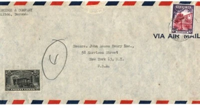 BERMUDA USA MIXED FRANKING Cover Hamilton New York 1952 {samwells-covers} EB233 - Image 1 of 4