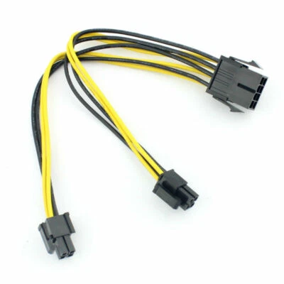 UL 18AWG 8Pin zu 8P 2-Port 4+4Pin CPU Netzteil Computer Verlängerungskabel 20cm - Bild 1 von 4