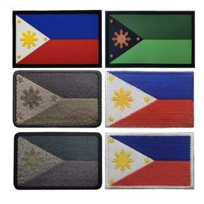 Embroidered Rubber PVC Philippines PH Flag Hook Loop Patch Fastener Badge - Image 1 of 2
