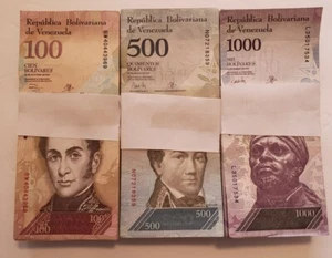 Billetes Venezuela Bolívares/P-93, P-94, P-95, CIRCULADOS 3 paquetes~100ea - Imagen 1 de 2
