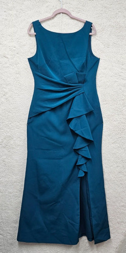 PALM ANGELS Abito donna Eliza J 14 verde poli misto smanicato cascadina volant cocktail maxi