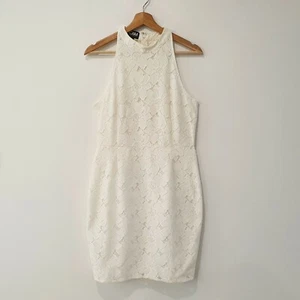 Camilla & Marc Size 12 Cream Lace Mock Neck Knotting Hill Sheath Cocktail Dress - Picture 1 of 10