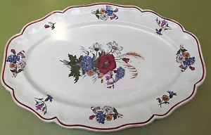 PLAT OVALE AGRESTE SARREGUEMINES FRANCE MOTIF FLEURS DES CHAMPS LONGUEUR 38 CM - Imagen 1 de 5