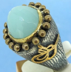 Bora Yasar HUGE Chalcedony Sterling Silver Brutalist Ring Size 7.5 - Picture 1 of 8