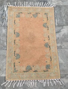 Vintage French Style Aubusson Rug Needlepoint Chain stitch Rug 2x3 ft Free Ship - Picture 1 of 11