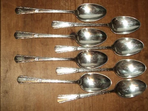 Lote de 8 cucharas de vajilla de plata con monograma "ROGERS Xll SUPERPUESTA IS - Imagen 1 de 4