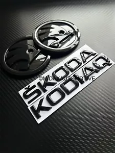 Skoda Kodiaq Full High Gloss Black Decal Badge Set 100mm Bonnet & Boot Uk 🇬🇧 - Picture 1 of 2
