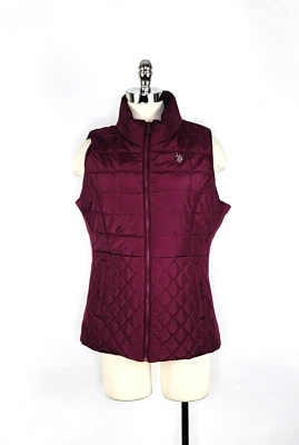 Chaleco bordado con cremallera completa granate de la Asociación de Polo de Estados Unidos para mujer talla mediana Foto 1 de 4