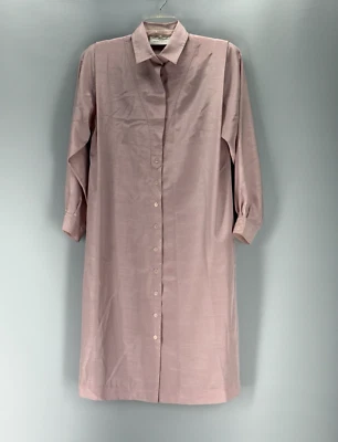 Vestido Camisa Vintage Schrader Sport Petite Rosa Claro Talla 12P Manga Larga Años 80 Foto 1 de 4