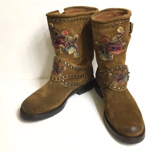 Frye Nat Flower Engineer Suede Boots Size 6 - Picture 1 of 12