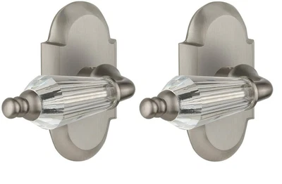 怀旧仓库小屋盘带客厅杠杆,通道 2.75 英寸缎面镍 — 第 1/2 张图片