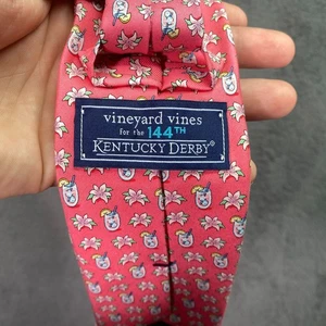 Vineyard Vines Kentucky Derby 144th Silk Tie Pink Floral Mixed Drink Print USA - Picture 1 of 5