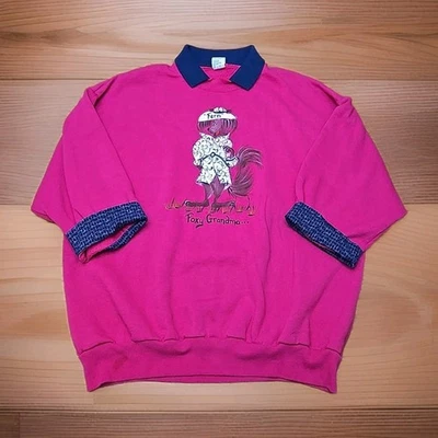 Jerzees Vtg 90's Custom Collar Foxy Grandma Sweatshirt Womans Sz 2XL Cottagecore - Image 1 of 4