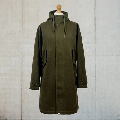 Pretty Green Black Label Fully Lined Cassette Wool Parka In Khaki Size Large - Image 1 of 4