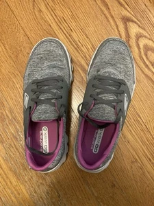 Skechers Go Walk 2 Sneakers Lace Up Gray & Pink Style 13951 Women US Size 8.5 - Picture 1 of 5