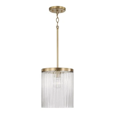 SF PEMBROKE WAREHOUSE OPEN BOX: Capital Lighting Vaughn 1LT Pendant, Brass/Fluted - CL356211AD