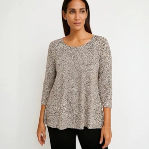 J Jill Leopard Print Knit Tee Size XL Top Luxe Supima Relaxed Classic Stretch - Picture 1 of 7