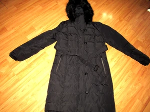 NWOT New LANDS' END Women's Small 6 8 Down Filled Puffer Coat Long BLACK Hood - Picture 1 of 7