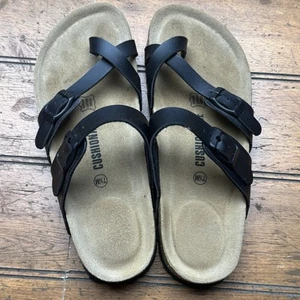 CUSHIONAIRE Women's Luna Cork footbed Sandal Suede & Vegan Leather 8.5 Black - Picture 1 of 5