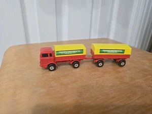 Vintage Matchbox Two Pack TP-1 Red Transcontinental Mercedes Truck/Trailer - Picture 1 of 17