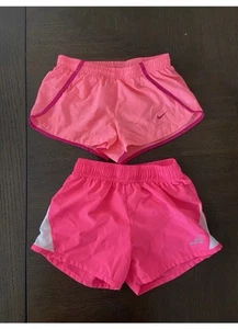 Nike Dri Fit Girls Pink Shorts Lot 2 Lined Running Athletic Size XS 4-5 6 6X - Picture 1 of 19