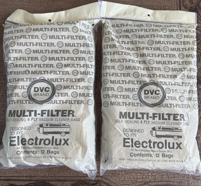 DVC Multi-Filter SELF SEALING VACUUM BAGS Electrolux Tank Models 2x12 =24 NEW - Image 1 of 4