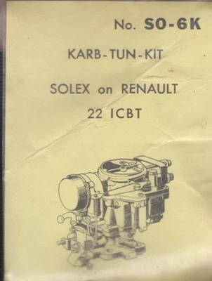  Royze Carburetor Kit SO-6K Solex 22 ICBT RENAULT 4CV 1958-63 - Image 1 of 2