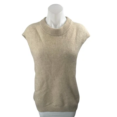Suéter Top Americano Vintage Beige Lana Manga Corta Cuello Redondo Talla S  Foto 1 de 4