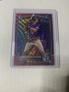 2025 Bowman Chrome #BCP75 Charlie Condon Fuchsia Wave Refractor Rookie #115/199 - Picture 1 of 3