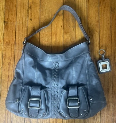 Bolso de Hombro TIGNANELLO Grande Cuero HOBO Tono Plateado Herrajes con Llavero Foto 1 de 4