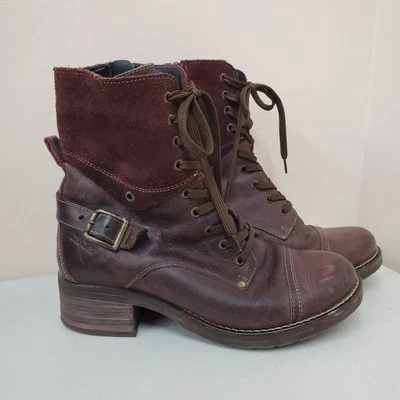 Taos Crave Leather Boots Burgundy Distressed Women’s Size US 7-7.5 EU 38 - Image 1 of 4