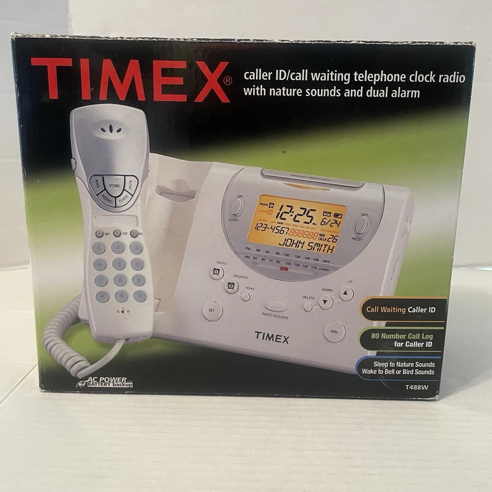 Timex T488W Alarm ClockRadio Caller ID Call Waiting With Nature Sounds DualAlarm - Image 1 of 4