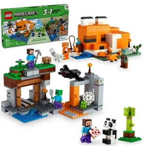 LEGO Minecraft 3 Set Bundle: Fox Lodge 21178, Mine 21166 + Alex Panda 30392, New - Picture 1 of 9