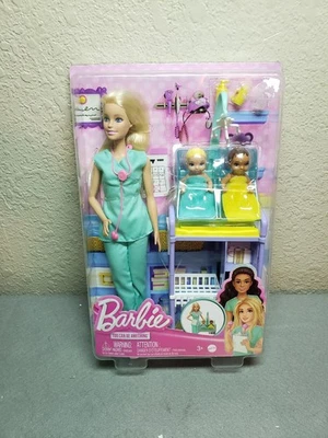 Barbie You Can Be Anything Baby Doctor Barbie with 2 Babies, New/Sealed 2023 - Image 1 of 4