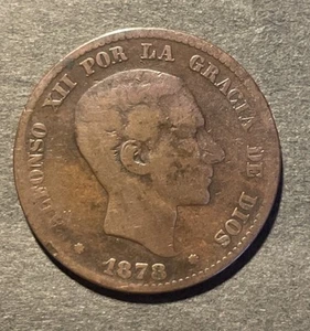 ESPAÑA: 10 CÉNTIMOS ALFONSO XII AÑO 1878 BARCELONA - Imagen 1 de 2