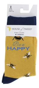 House Of Tweed Womens Bee Mustard Animal Luxury Premium Bambo Socks - Picture 1 of 2
