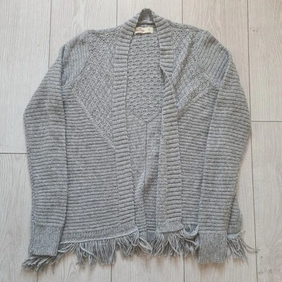 Grey Hollister open-front cardigan with fringe trim Size M - Image 1 of 4