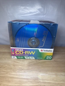 NEU Verbatim CD-RW 700MB 80Min 20 Disc Pack verschiedene Farben in schlanken Jewel Cases - Bild 1 von 5