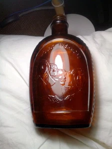 VINTAGE Mount Rushmore Log Cabin Syrup Bottle No Cap Amber Brown Color - Picture 1 of 7