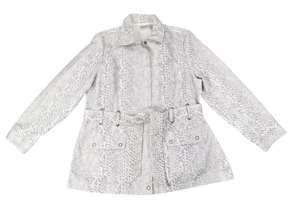 Gabardina corta con cinturón estampado de serpiente Chico’s para mujer talla 3 (XL) algodón polivinílico Foto 1 de 4