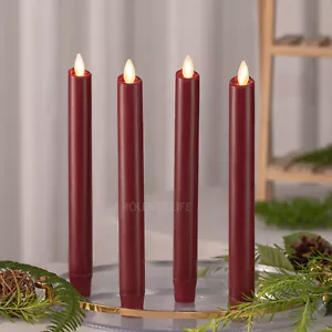 Luminara LED Flameless LED Battery Taper Candles with Remote Red 8"X1.1" - Picture 1 of 17